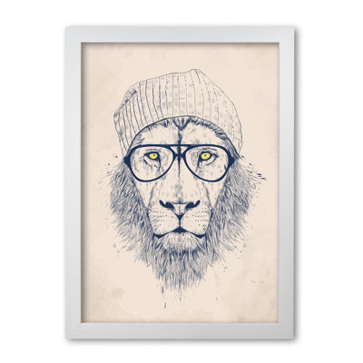 Cool Hipster Lion by Mercedes Lopes Charro - Print