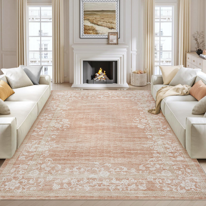 Floral Area Rug, Pink, Rectangle 160 x 230 cm