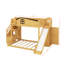 Lit simple superposé au dessus d'un lit double avec glissade et escalier, tablette de rangement et garde-robe, lit superposé en bois avec garde-corps-677445726