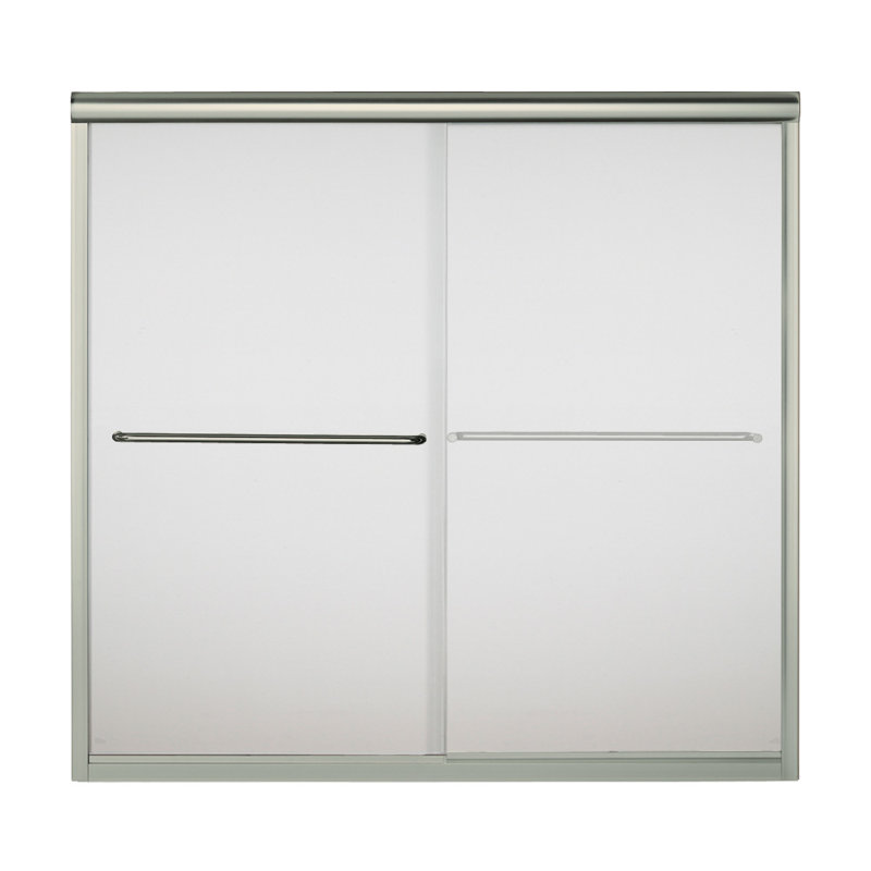 Finesse 59.63'' x 55.5'' Bypass Frameless Bath Door, Nickel