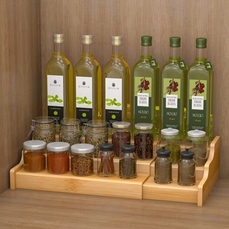 Rebrilliant Bamboo Spice Rack with Adjustable Racks