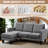3 Seat L-shaped Sofa With Linen Fabric And Movable Ottoman, Convertible Sectional Couches-1489998308