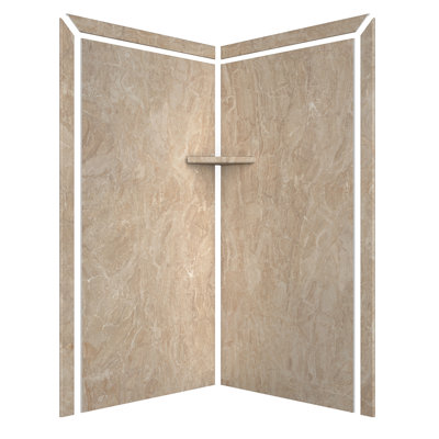 FlexStone Splendor 40"W x 40"D x 80"H Corner Shower Surround in Alaskan Ivory