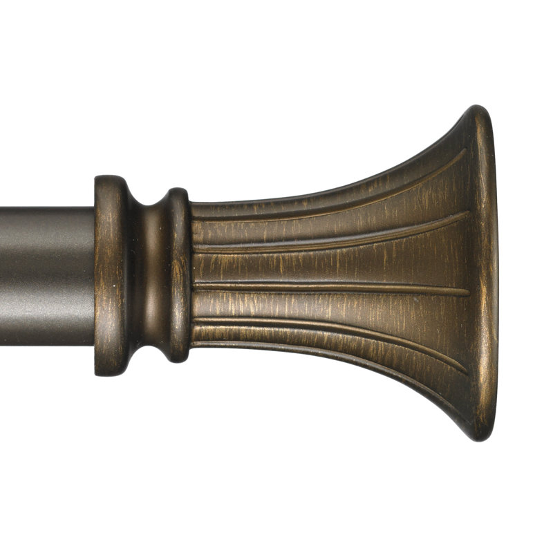 Ionic Adjustable Single Curtain Rod, Antique Silver, 3" H x 48" W x 5" D