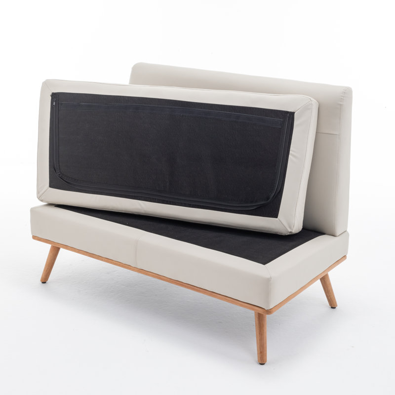 Kishonna 45'' Faux Leather Loveseat, Beige