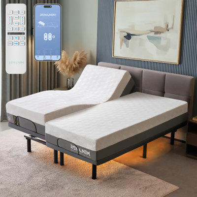 SF Elite Adjustable Bed With 10" Memory Mattress Included Massage, Usb, Underbed Light, Wireless Remote & App Control Zero Gravity Bed