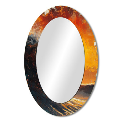Yellow Surfing Competition - Sports Oval Decorative Mirror On Metal