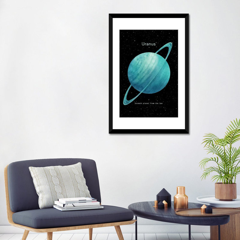 « uranus », impression sur toile, Papier d'art encadré noir, Blanc, H 32 po x l 24 po x P 1 po