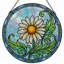 Panneau de vitrail à fleurs 12 "H Daisy-1368372821
