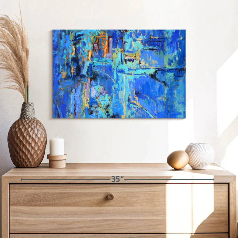Avery Royal Blue Abstract, 16" H x 24" W