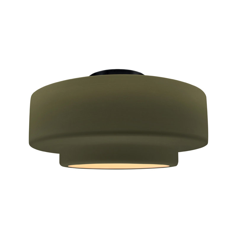 Dottie Ceramic LED Semi Flush Mount, 8" H x 16.5" W x 16.5" D, Matte Green, Matte Black