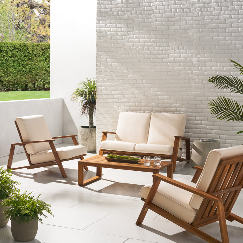 Ensemble de conversation avec canapé et coussins 4 pièces Brayson, Beige