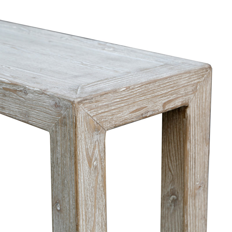 Lily's Living Versatile Large Peking Grand Framed Console Table, Weathered White Wash Finish, 67 Inch Long, Gray Wash