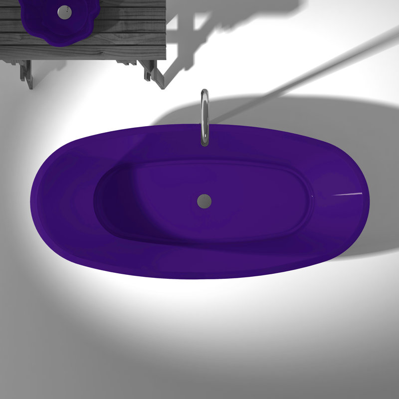 Ember 65.63'' x 32.5'' Soaking Stone Bathtub, Evening Violet
