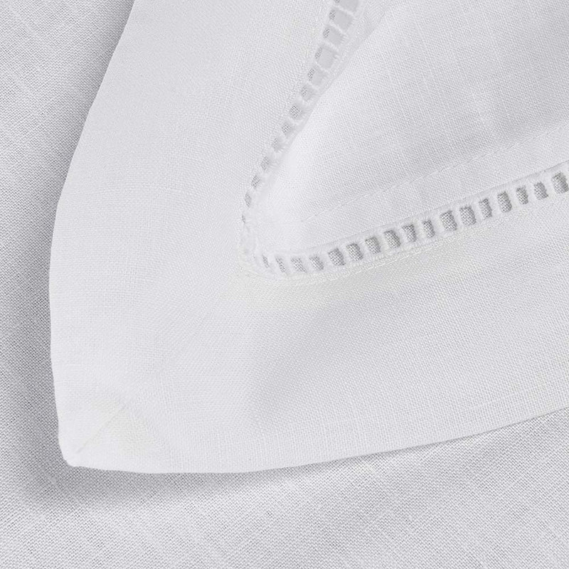 Premium 100% Natural Linen Hemstitch Tablecloth , Natural Fabric, Rectangular Tablecloth For Indoor And Outdoor Use, White