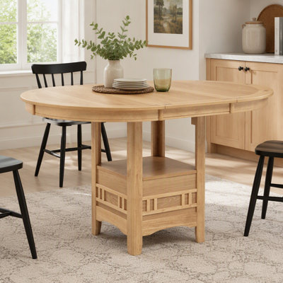 Table de salle à manger à rallonge ovale en chêne clair 60 po