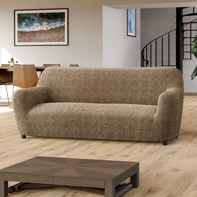 Stretchy Slipcover for Sofa - Durable & Stylish - Printed Collection, 85" W, Mediterra Mocha