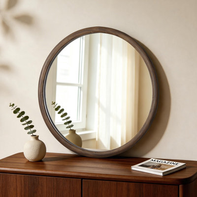 Miroir rond brun pour cadre mural