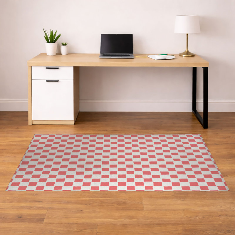 Tapis de bureau léger à carreaux, L 36 po x P 24 po, Vieux rose