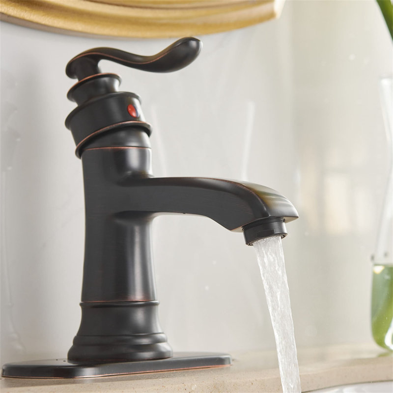 Single-Hole Single-handle Bathroom Faucet with Drain Assembly, Oil Rubbed Bronze