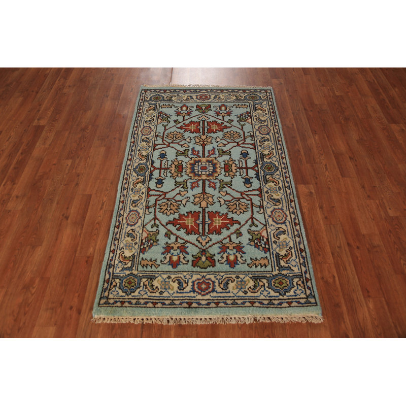 Tapis bleu clair fait à la main Oushak 3 x 5