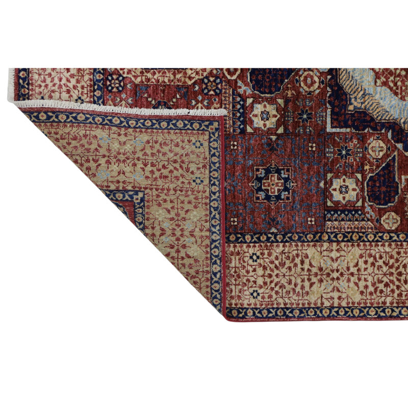 Hand Knotted Wool Area Rug, Rectangle 4'10" x 6'8"