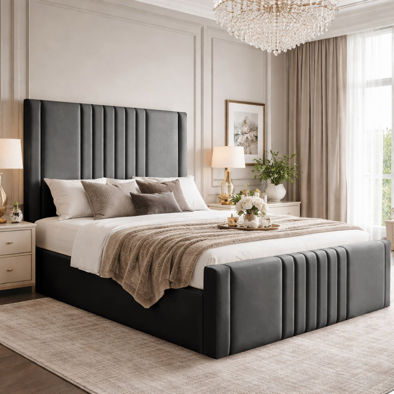 Haisley Upholstered Storage Bed Frame, Small Double (4'), Asphalt