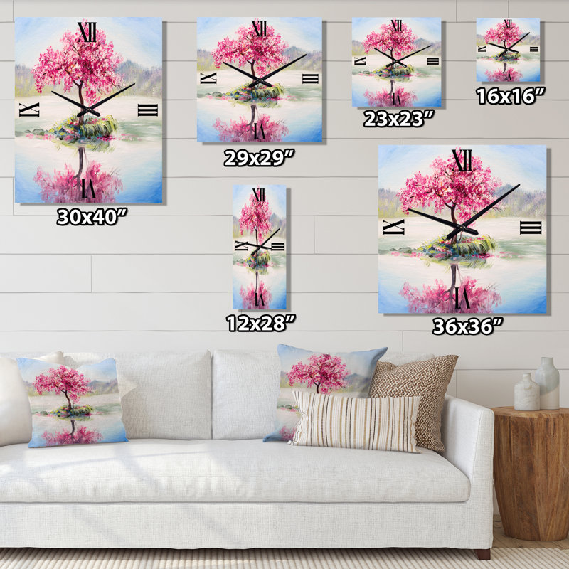 Horloge murale oriental cerisier oriental sur le lac, Moyen