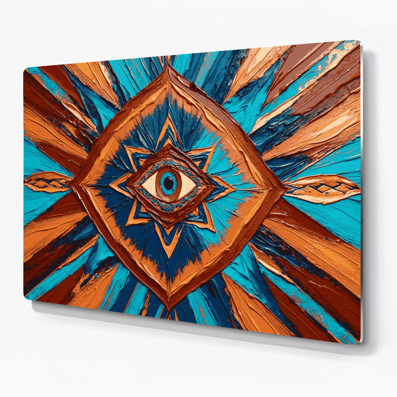 Art mural brun en métal à motif sud-ouest 223 Ojo de Dios