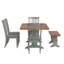 Ensemble de salle à manger Marcotte 78 po en bois massif fini chêne avec chaises à dossier à fuseaux - 6 pièces, table de piétement en sauge antique, chaises et banc à piètement gris antique-1518945084-1518945087