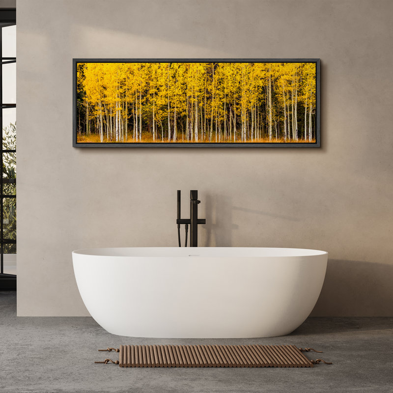 Autumn Fall Aspens Lush Golden Yellow Aspen Tree Forest, reproduction d'art sur toile, H 20 po x l 60 po