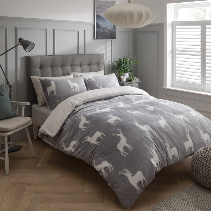 Aamina Animal Print Duvet Cover Set with Pillowcases Included, Grey, Double - 2 Standard Pillowcases