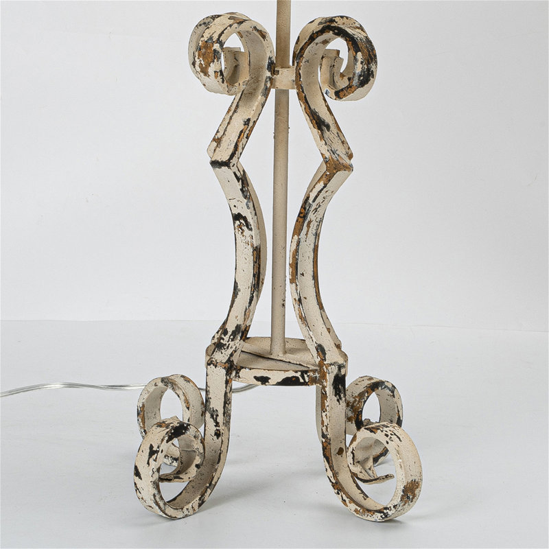 Chic Vintage Table Lamp With Distressed Design And Decorative Blue Shade For Rustic Home Decor