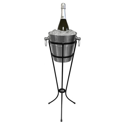 Aluminium Champagne Bucket 4 Litre With Wrought Iron Stand | Stylish Bottle Cooler For Wine & Champagne, Ice Bucket, Champagne Cooler, Wine/prosecco Bucket, Bottle Cooler