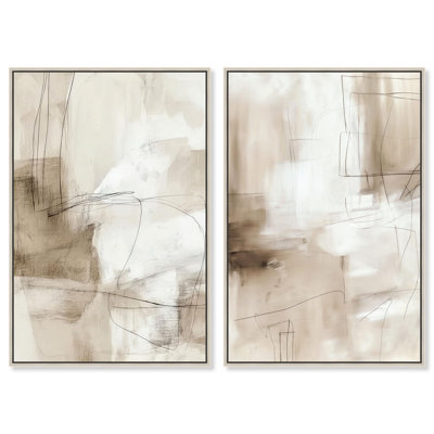 Creamy Layers Collection Canvas Print Gold Boho Wall Decor Set by Art Remedy, Black Frame, 10 x 15
