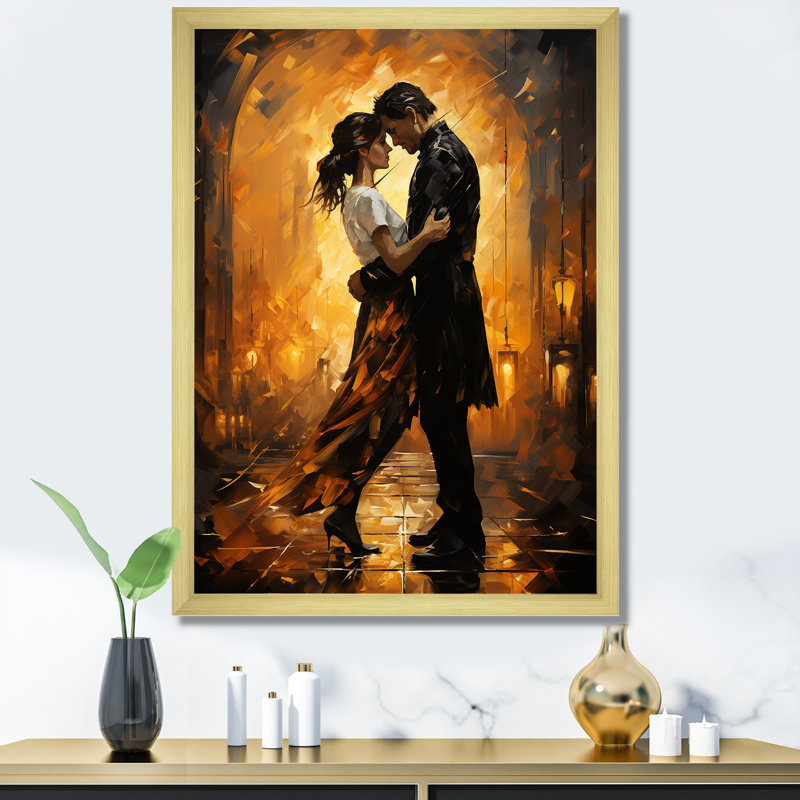 «Dance Tango Couple Harmony» sur toile, H 20 po x l 12 po x P 1 po, Encadrement doré