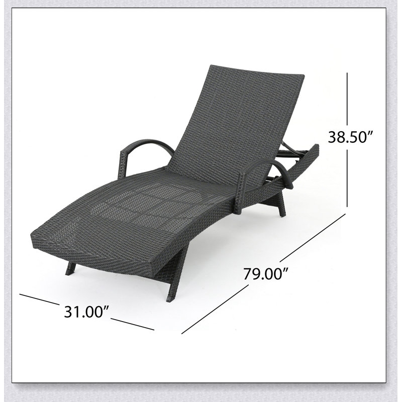 Chaise longue en osier de polyéthylène avec bras
