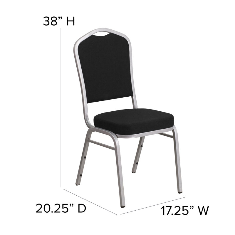 Chaise de banquet empilable Oliverson, Cadre argenté, Tissu noir, 4