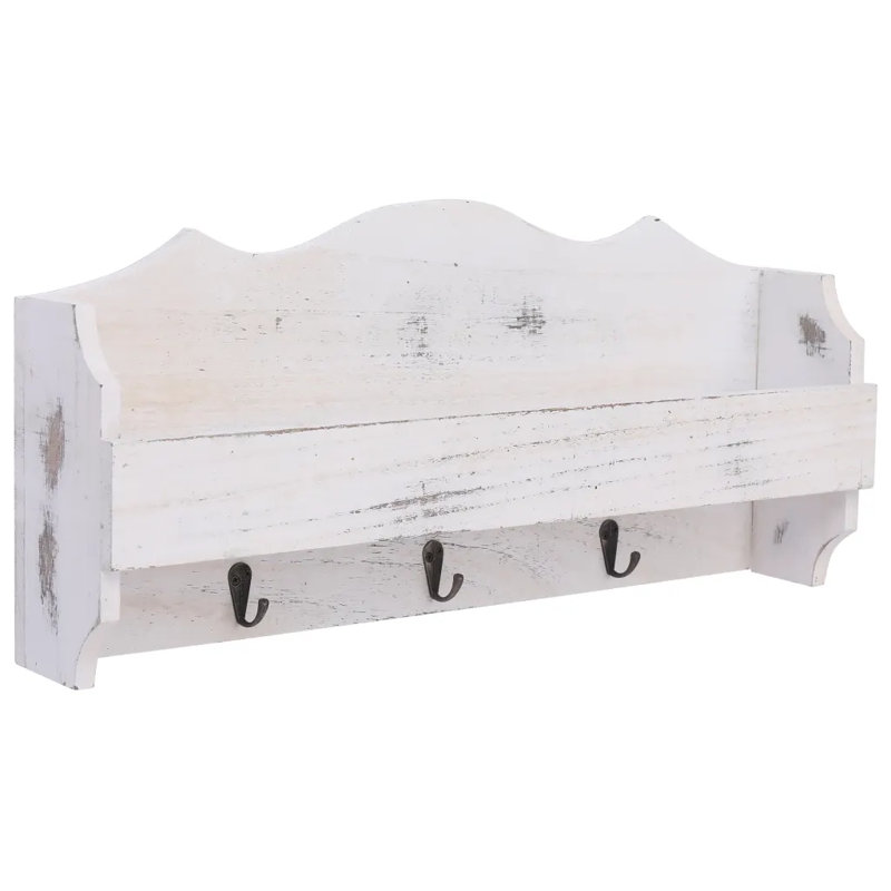Reyes Solid Wood Wall 3 - Hook Wall Mounted Coat Rack, White