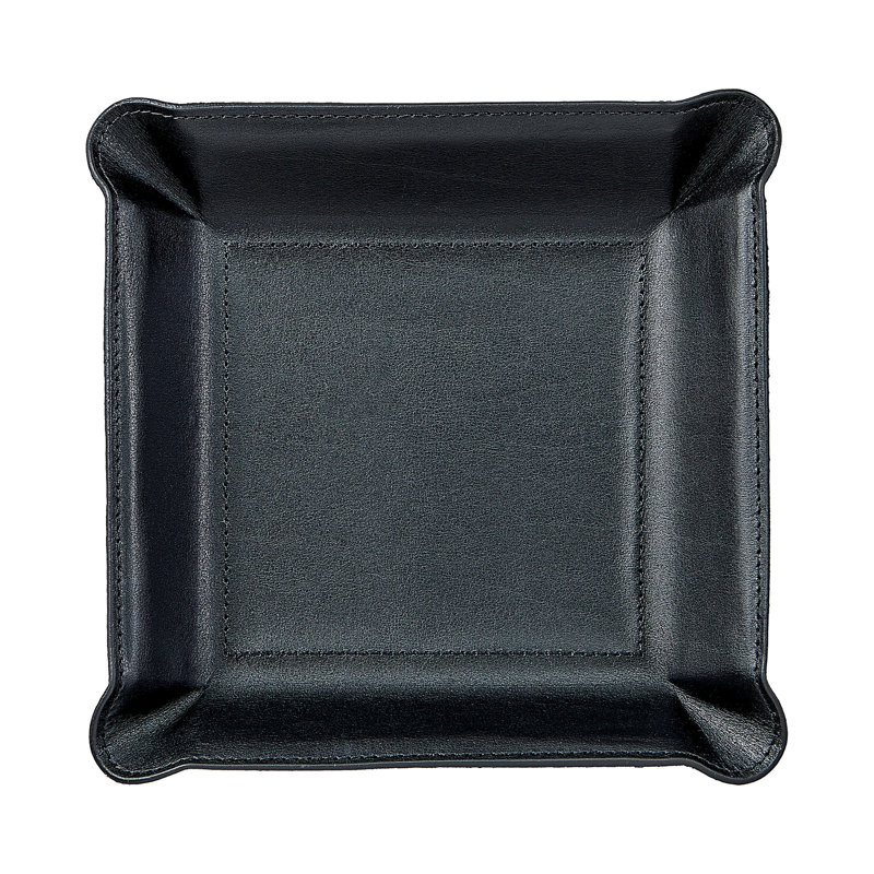 Graphic Image Valet Leather Catchall Tray, Leather, Black