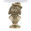 Lampe de table 20 po en résine dorée avec chapeau et costume et abat-jour en lin-780945433-780945432