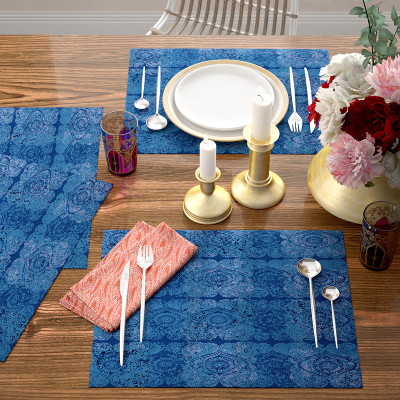 Ensemble de napperons 4 pièces Harrel, Bleu