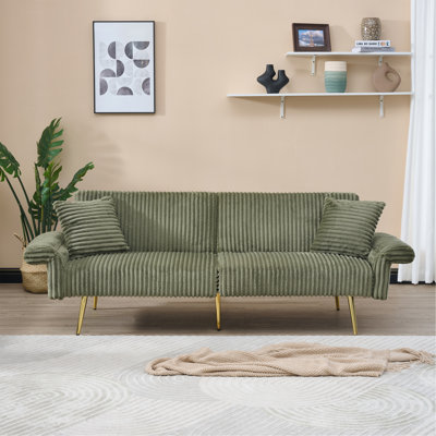 79 Inch Corduroy Sofa Bed, Foldable Double Sofa Bed With Folding Armrests, Suitable For Living Rooms And Small Spaces