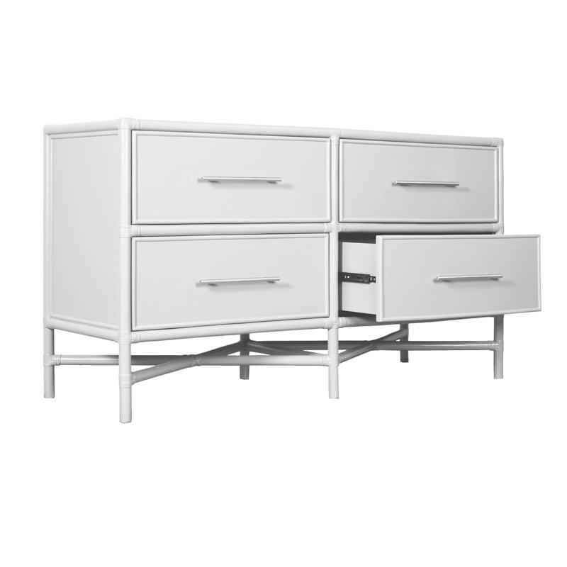 Venice 4 Drawers 54" W Double Dresser, White