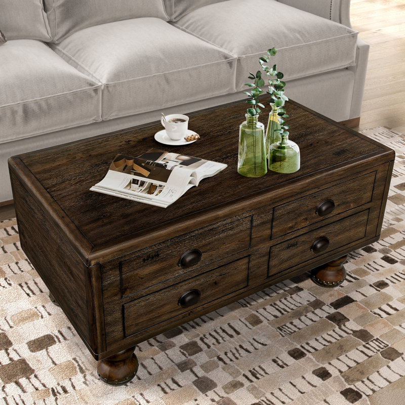 Table basse rectangulaire en bois massif, Espresso
