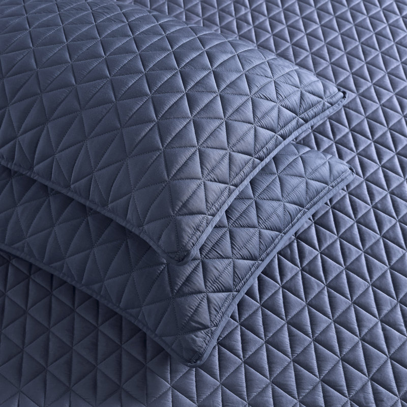 Emmeline Tencel Reversible Quilt Set, Navy, King Quilt