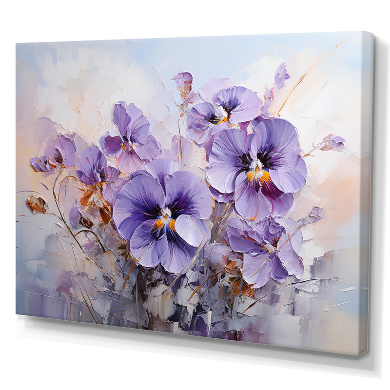 «Mauve Pensies Effloresince II», art mural Pensies, Toile tendue, H 34 po x l 44 po