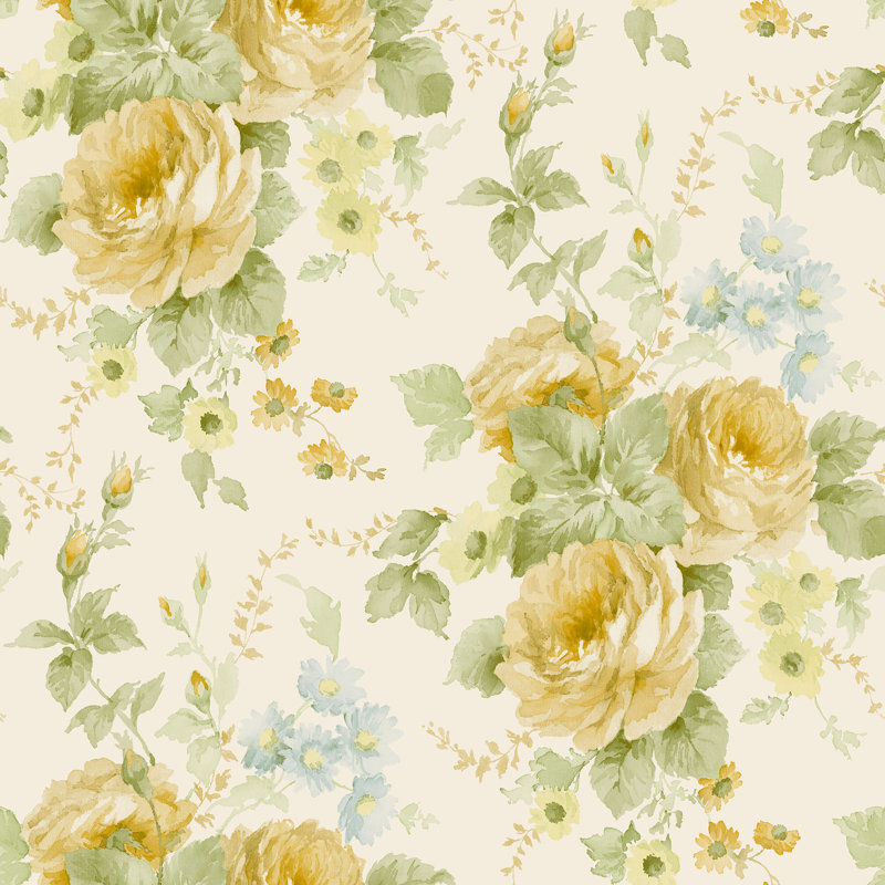 Sarahi 10m x 53cm Matte Wallpaper Roll, Cream/Yellow