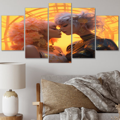 Funky Love Celebration I - Couple, reproduction sur toile - 5 panneaux