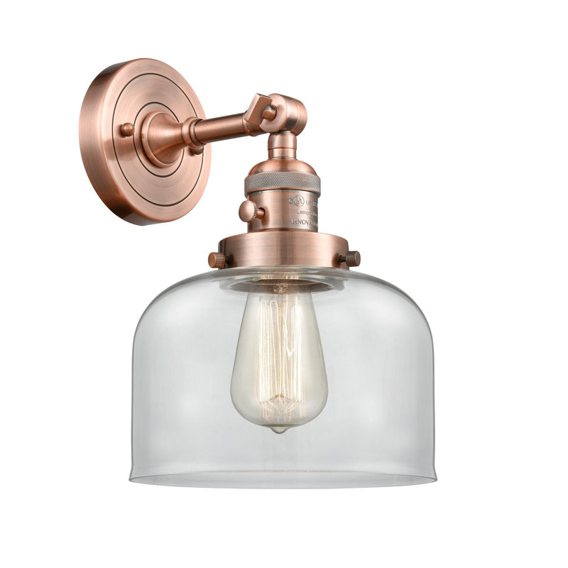 Applique murale 1 lumière 5 po Bell, Ampoule à DEL rétro de 3,5 W, Clair, Cuivre antique
